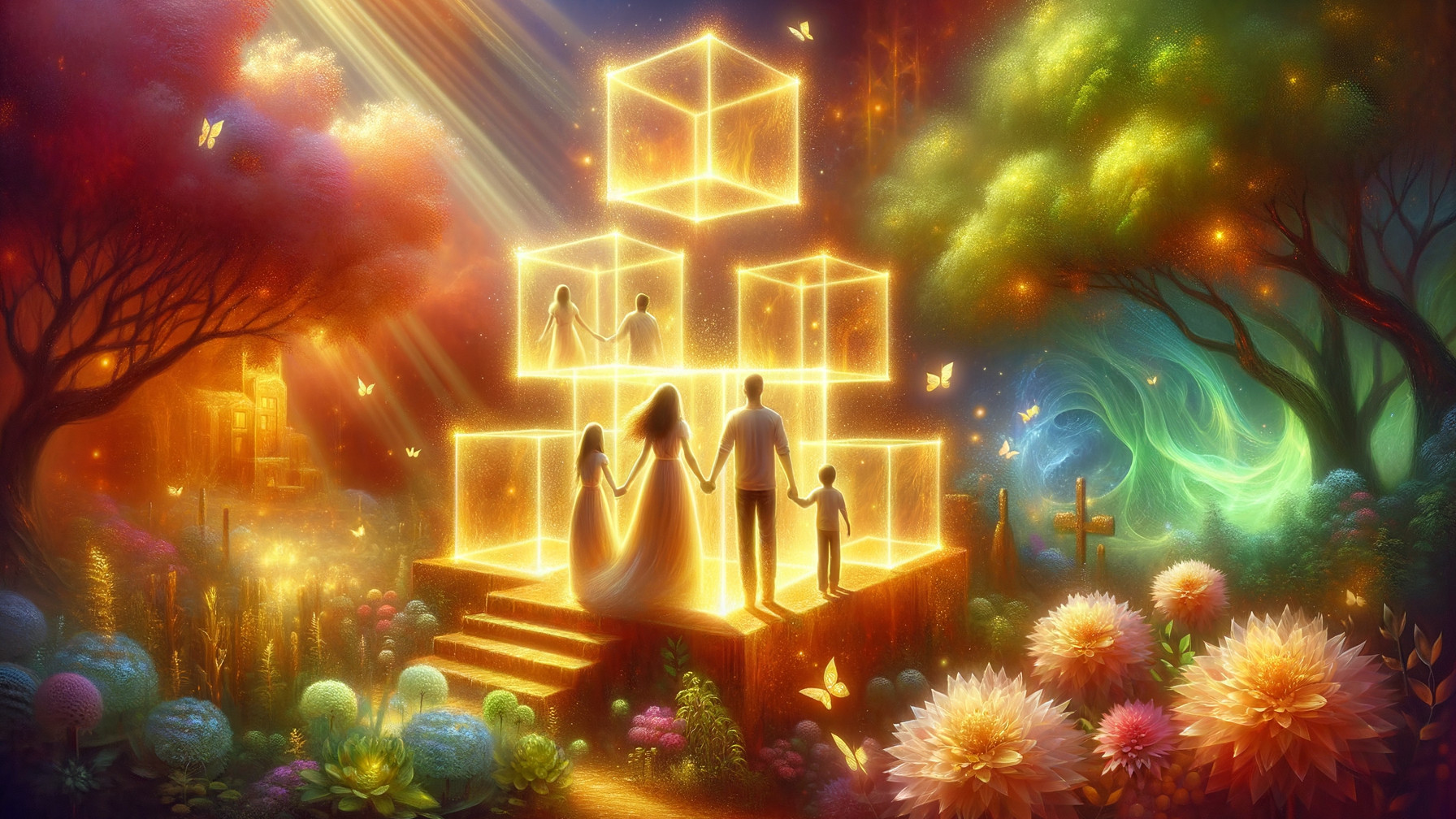 Translucent Pyramid in a Dreamy Vibrant Landscape