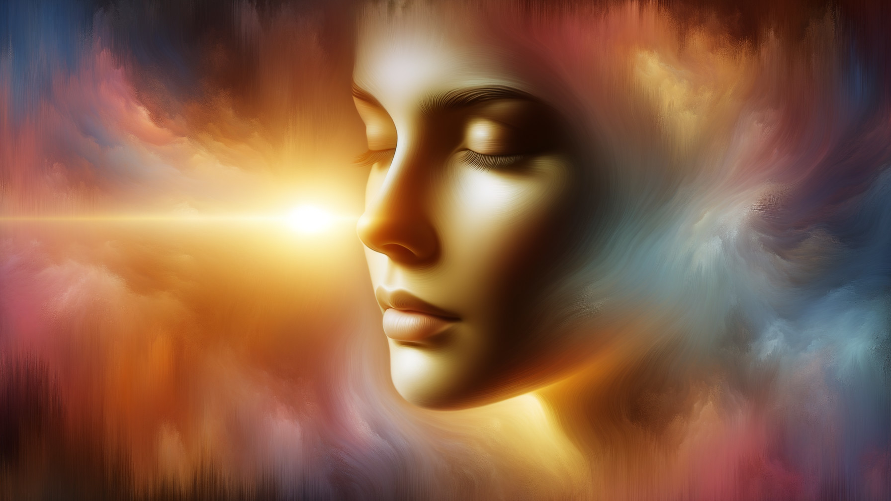Ethereal portrait of a woman in warm golden light