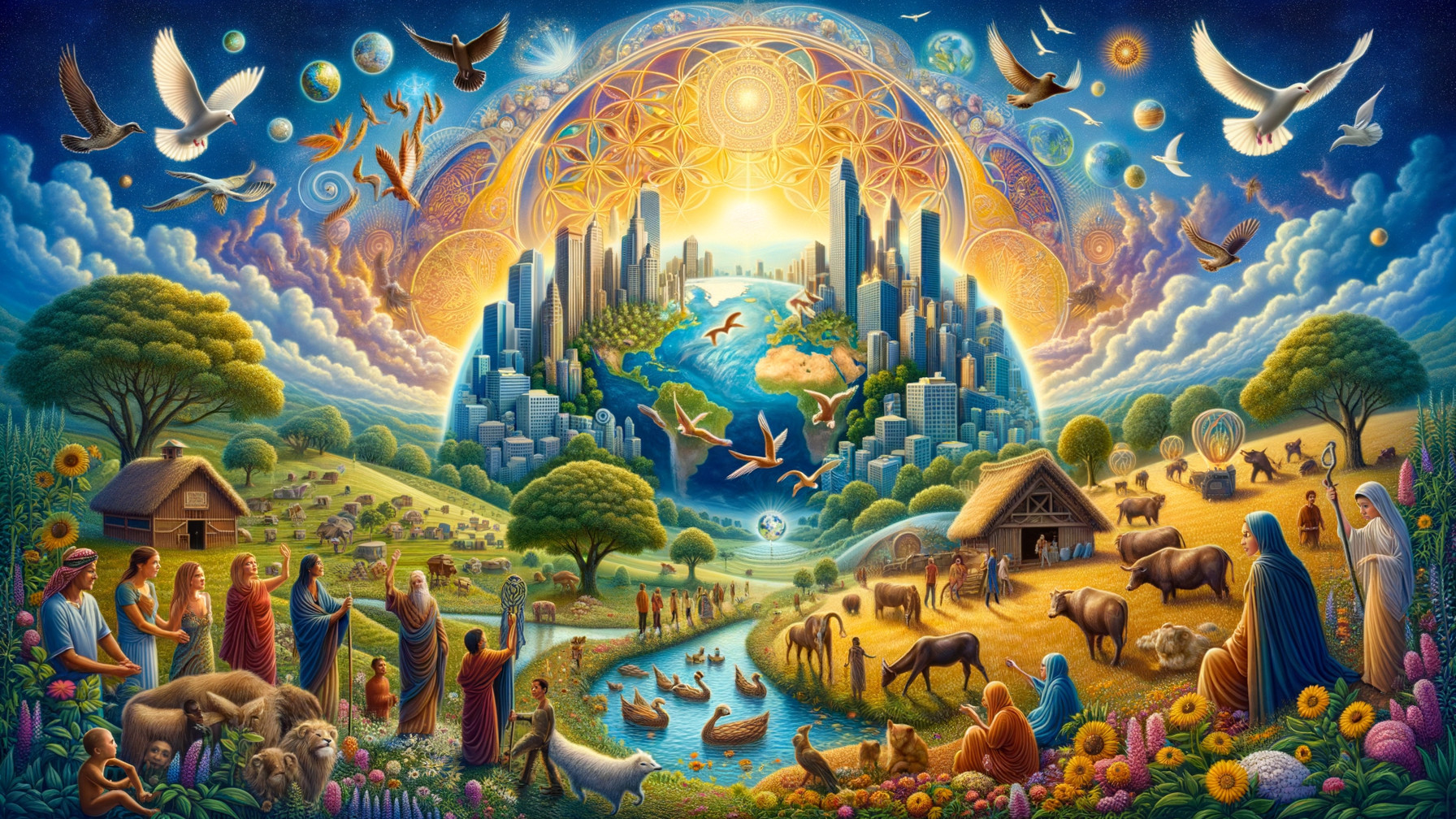 Surreal Landscape of Nature and Civilization Harmony