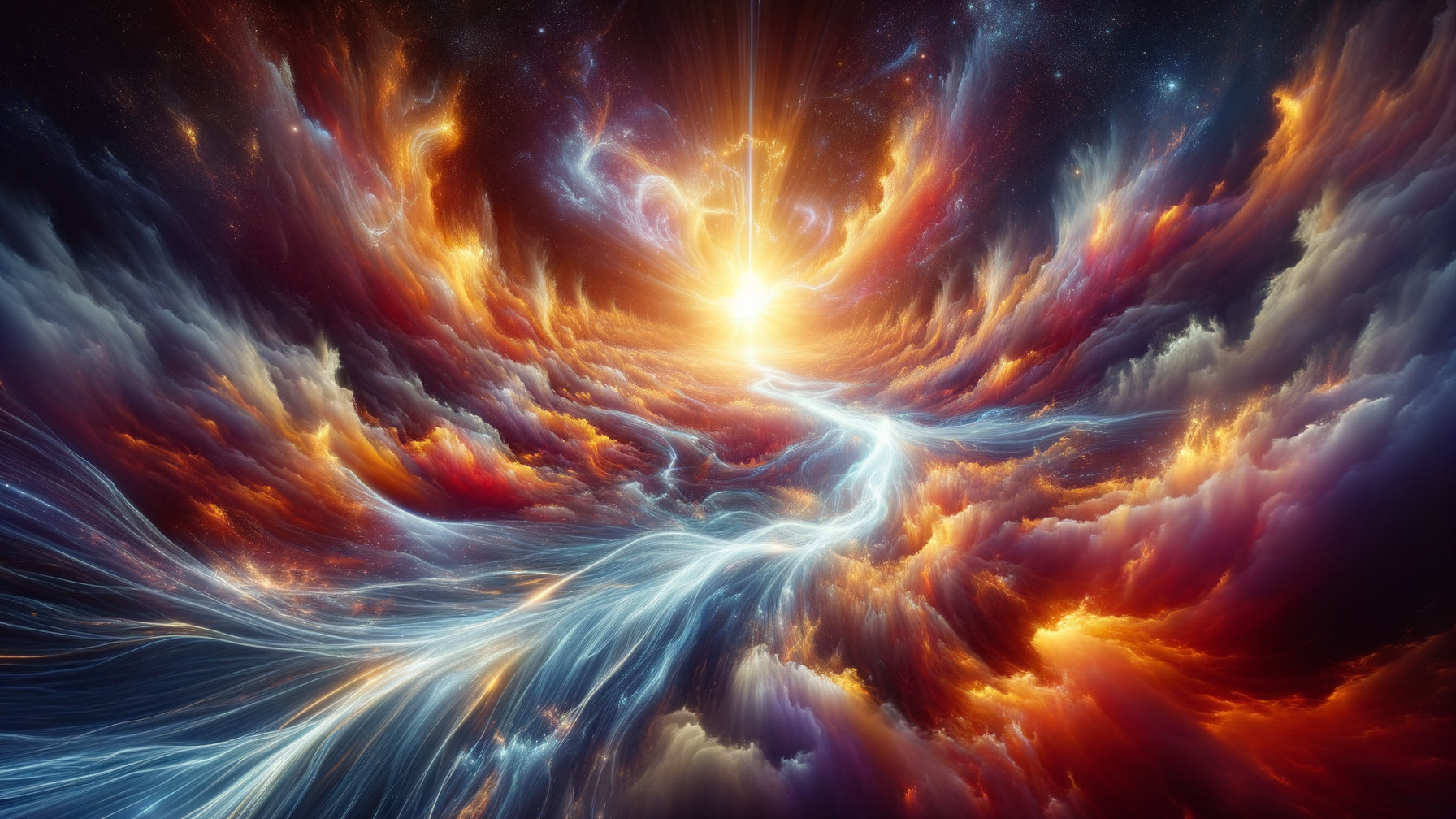 Vibrant Cosmic Scene with Colorful Nebula Clouds