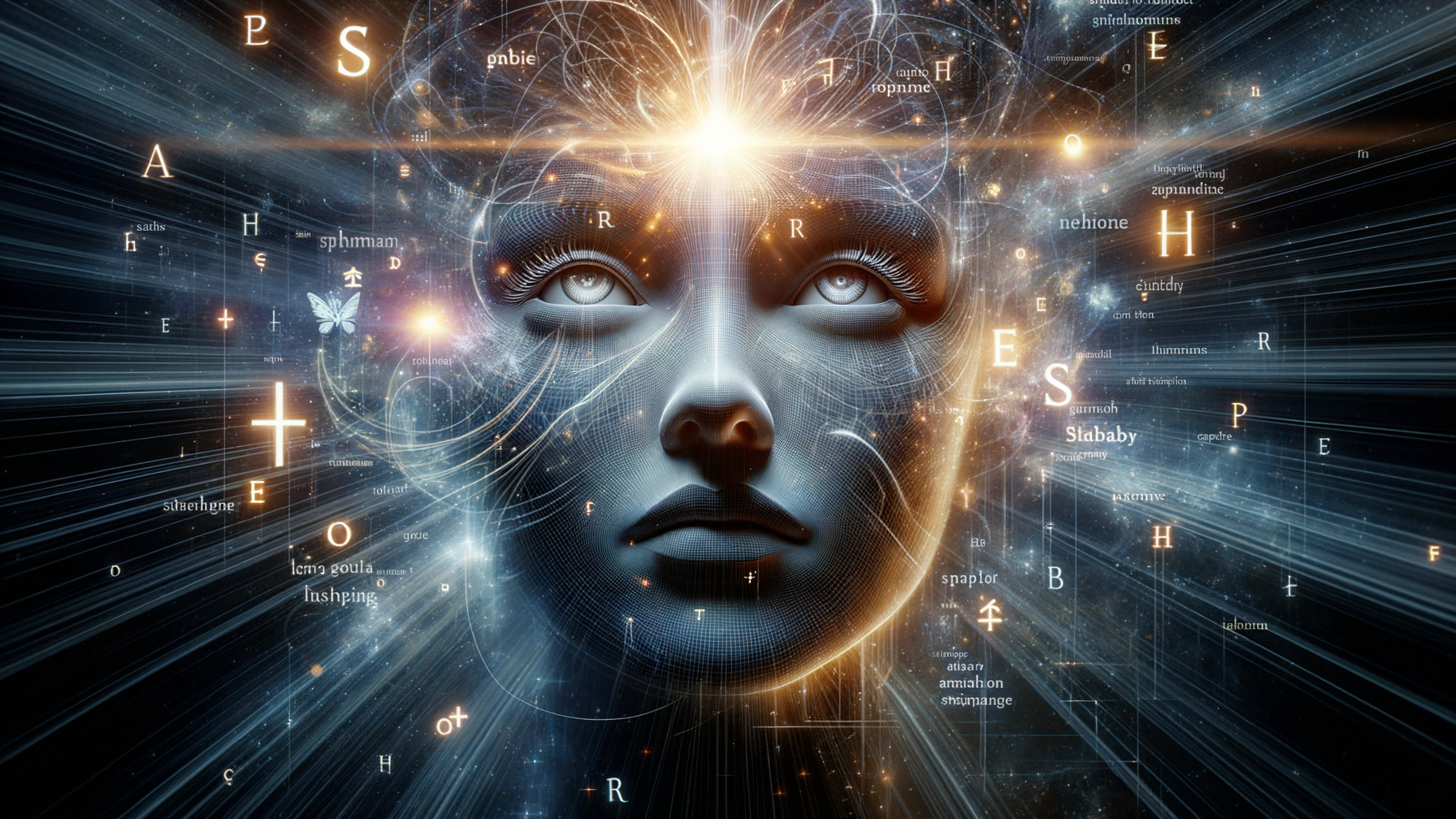Futuristic Portrait of Woman with Cosmic Elements