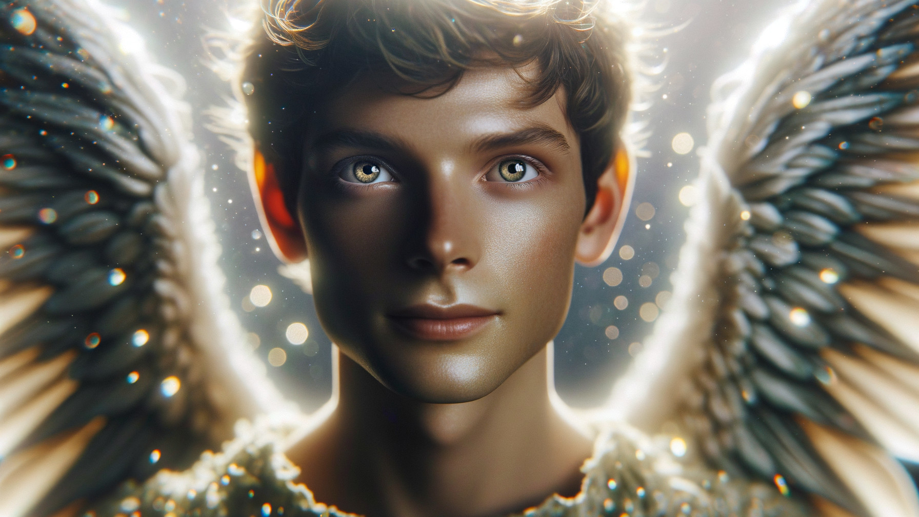 Ethereal Portrait of a Young Man with Angel Wings