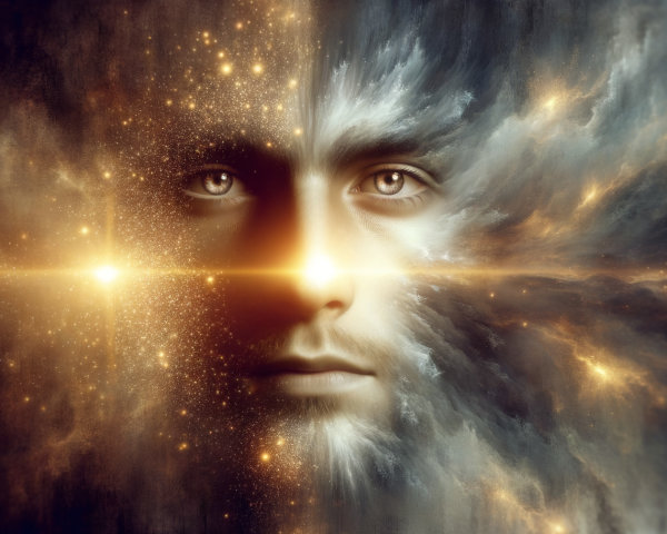 Surreal Cosmic Human Features with Stardust Elements