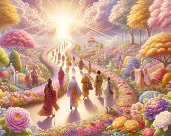 Vibrant Landscape with Flower Path and Bright Light