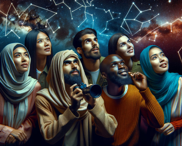 Diverse Group Gazing at a Starry Night Sky