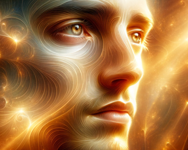 Close-Up of a Human Face with Colorful Patterns