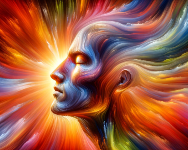 Vibrant Human Profile with Colorful Energy Waves