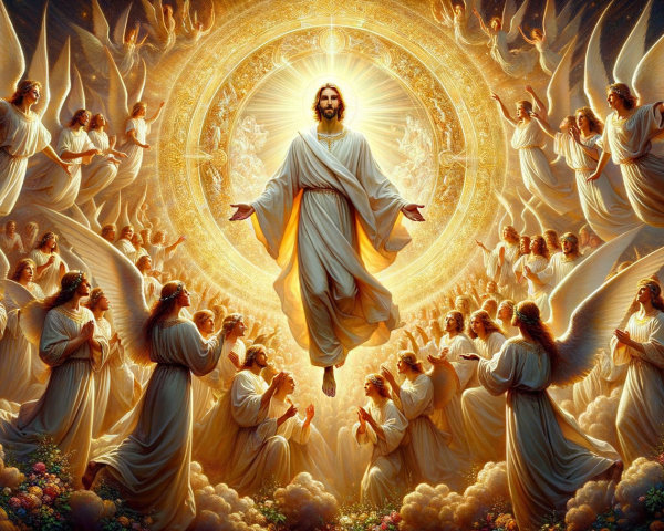 Jesus Christ Surrounded by Radiant Golden Light