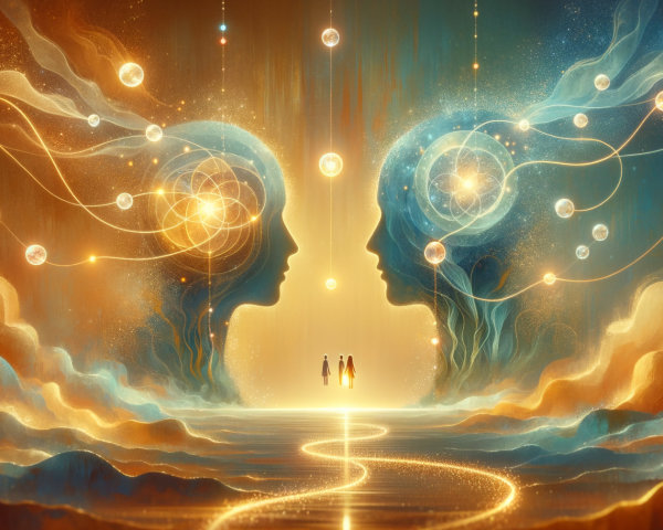 Ethereal Faces and Figures in Dreamlike Landscape