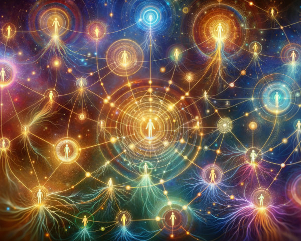 Vibrant Cosmic Network of Interconnected Figures