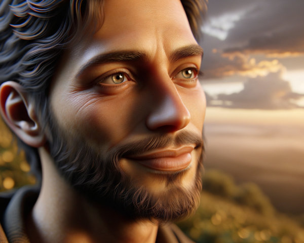 Close-up Portrait of a Young Man at Sunset