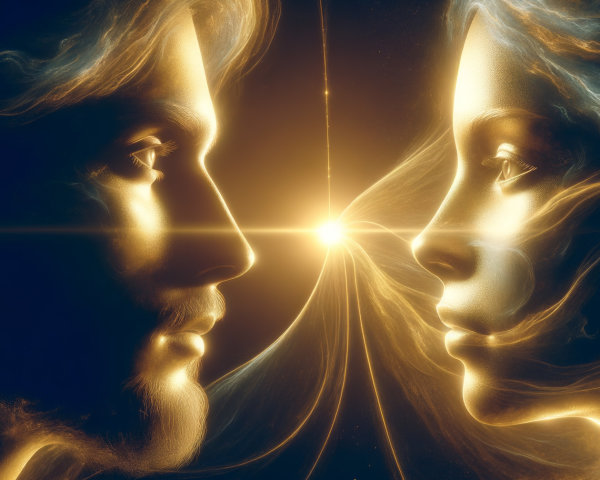 Ethereal Faces in Golden Light with Otherworldly Atmosphere