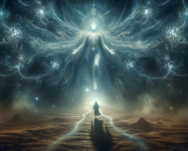 Fantasy Digital Painting of Divine Being in Sky