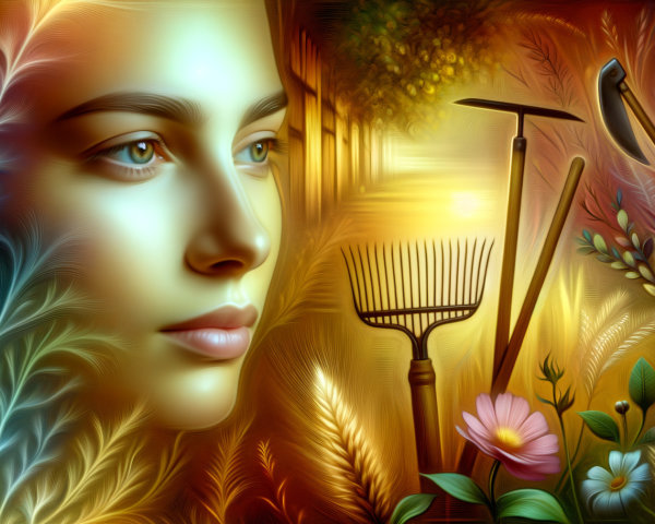 Ethereal Portrait of Woman Surrounded by Nature Elements