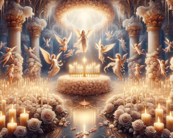 Heavenly Scene with Angels and Ethereal Atmosphere