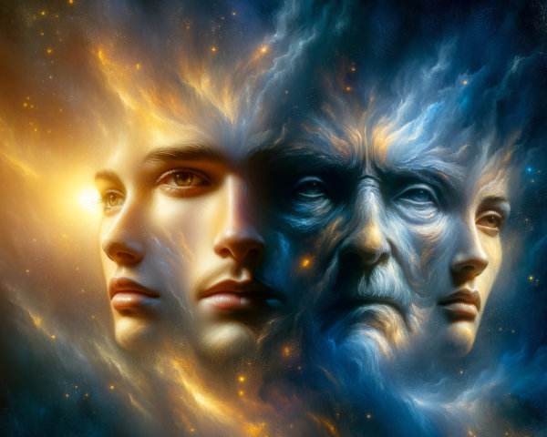 Three Faces Representing the Passage of Time