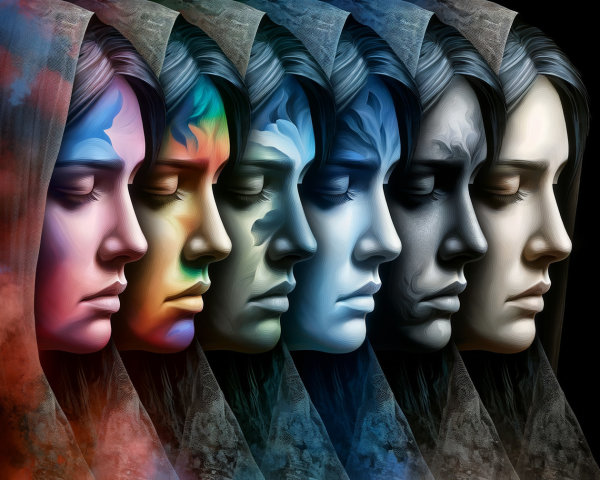 Stylized Female Profiles with Color Transitions