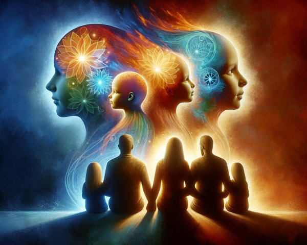 Abstract Representation of Human Heads in Blue and Orange