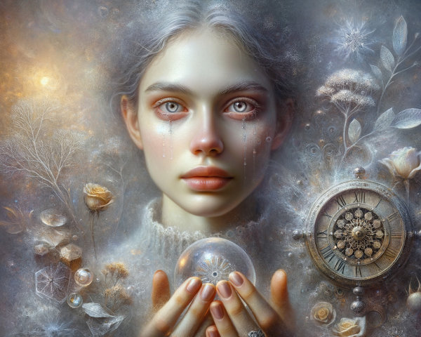 Ethereal Portrait of a Woman with Crystal Orb