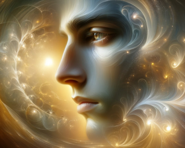 Profile View of a Man Against Luminous Energy Background