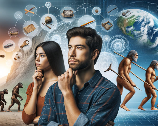 Young Couple Contemplating Human Evolution Journey