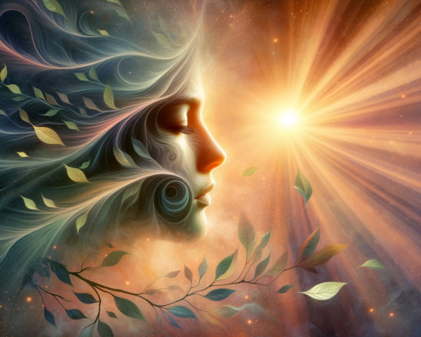 Surreal Woman's Profile Blended with Nature Elements