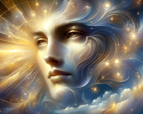 Surreal Face in Cosmic Background with Luminous Details