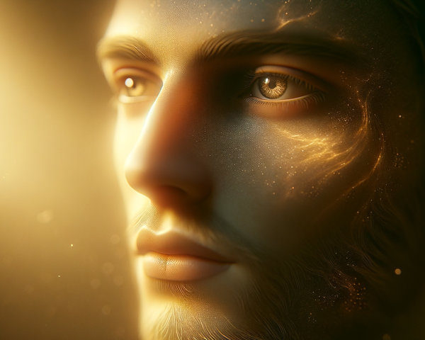 Close-Up of a Serene, Stylized Face with Glow