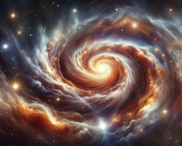 Vibrant Cosmic Scene of a Swirling Galaxy with Stars