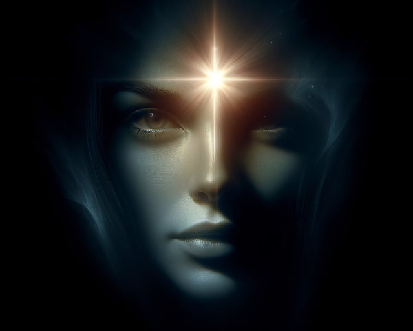 Ethereal Face Illuminated by Mystical Light