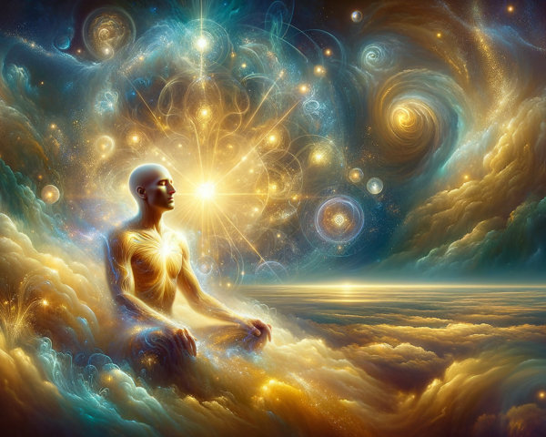 Mystical Digital Painting of a Meditating Figure