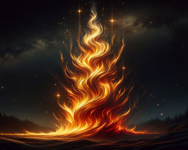 Vibrant Flames Against a Starry Night Sky