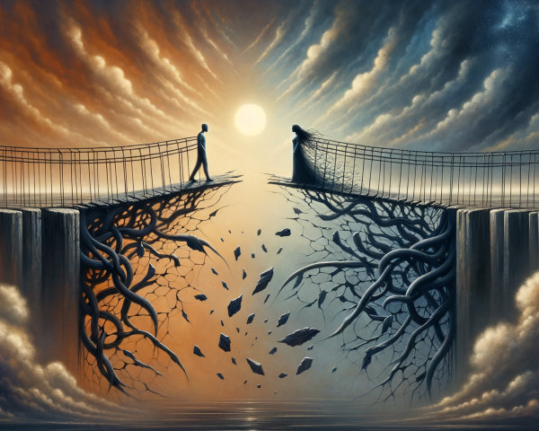 Surreal Landscape of a Bridge Between Two Realms