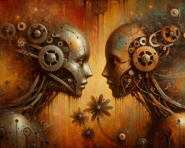 Stylized Humanoid Figures with Mechanical Features