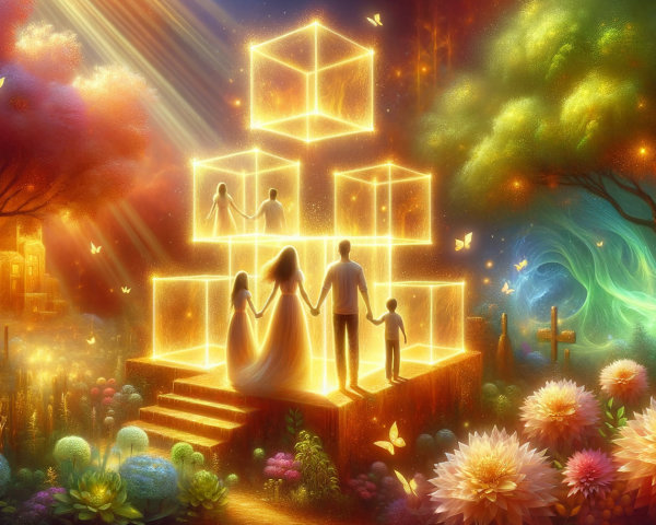 Translucent Pyramid in a Dreamy Vibrant Landscape