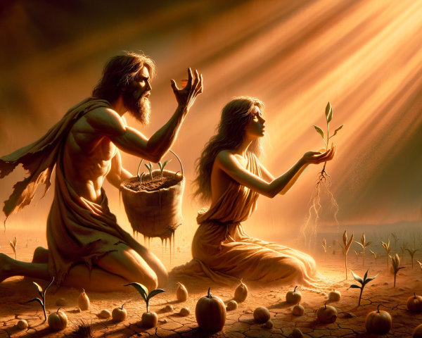 Symbolic Scene of Rebirth in a Sunlit Landscape