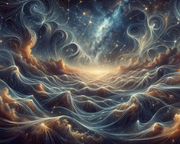 Fantastical Ocean with Glowing String Constellations