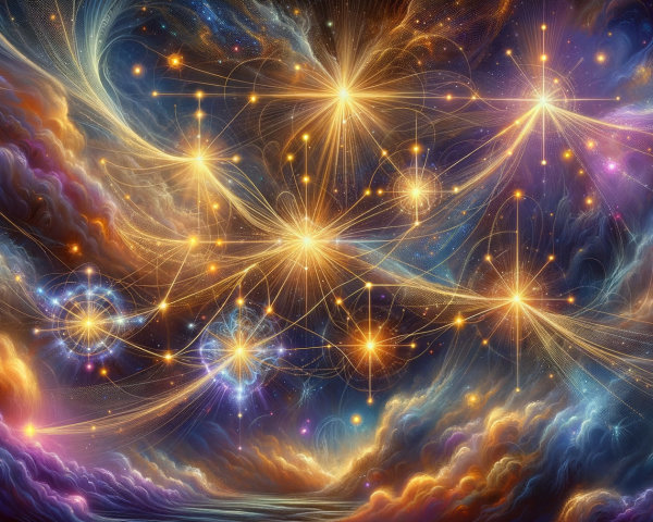 Vibrant Cosmic Scene with Celestial Bodies and Light