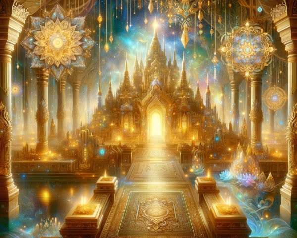 Elaborate Golden Temple in Ethereal Digital Painting