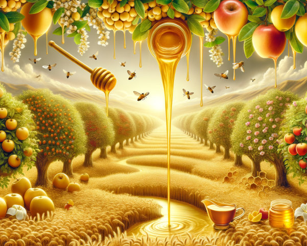 Impressionistic Painting of a Golden Honey Orchard