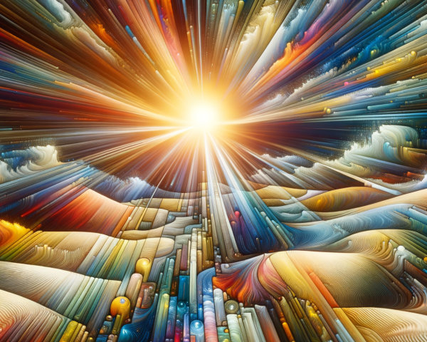 Vibrant Abstract Landscape with Dynamic Light Rays