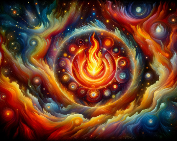 Vibrant Cosmic Scene with Swirling Colors and Stars