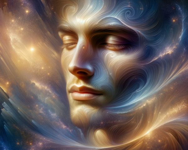 Stylized Profile of a Man with Intricate Patterns