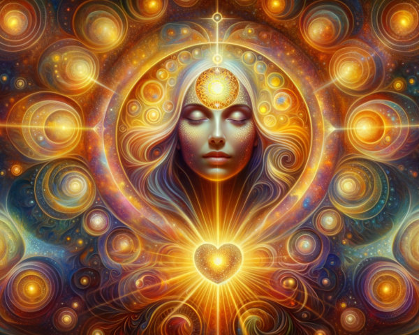 Ethereal Woman in Vibrant Cosmic Scene with Energy