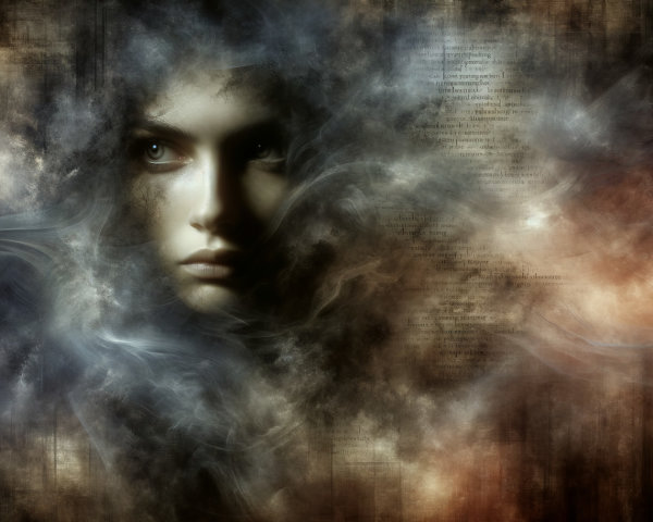 Portrait of a Woman with Ethereal Smoke Effects
