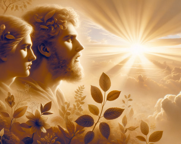 Figures in Profile Surrounded by Ethereal Foliage