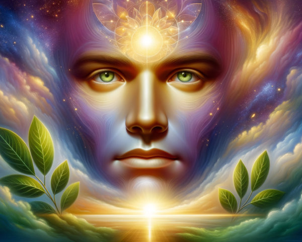 Surreal Face with Mandala and Nature Elements