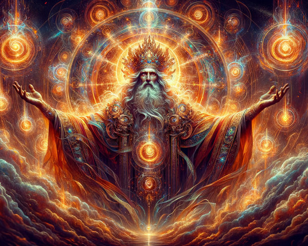 Ethereal Figure in Majestic Robes Surrounded by Light