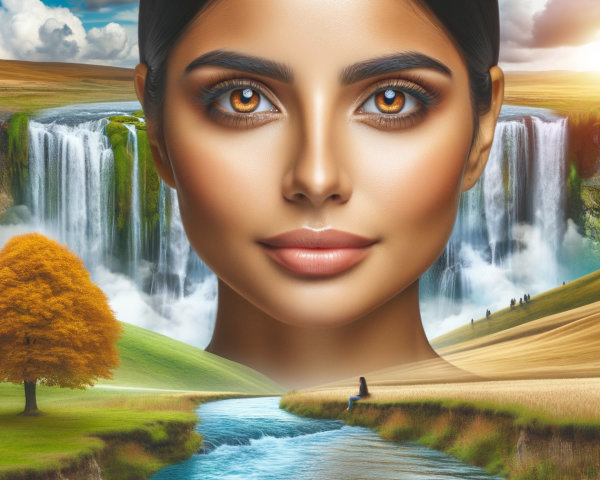 Portrait of a Woman in a Scenic Landscape Setting