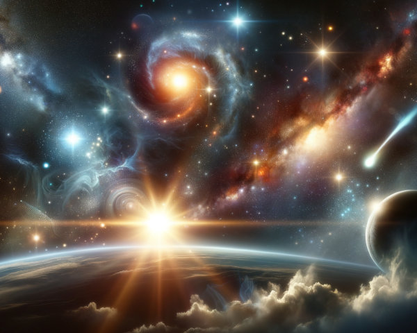Vibrant Galaxy with Stars and Cosmic Elements